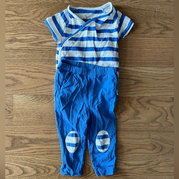 Aden + Anais two piece striped cotton outfit size 3-6 months - Picture 2 of 5